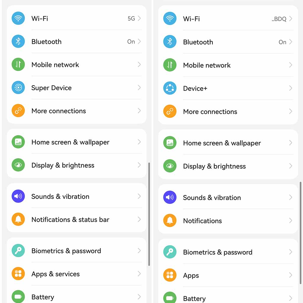 EMUI 13 settings menu