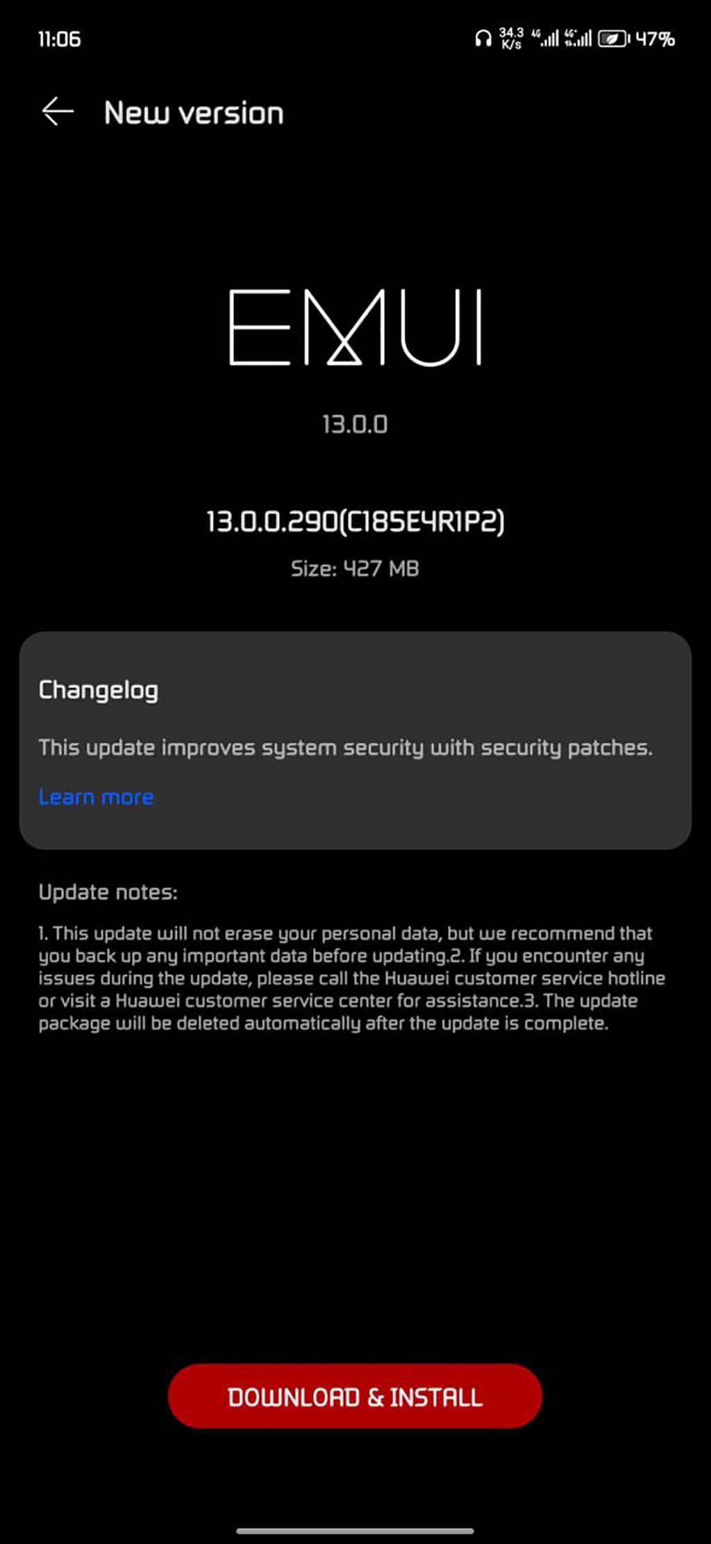 EMUI 13.0.0.290 Huawei Nova 9