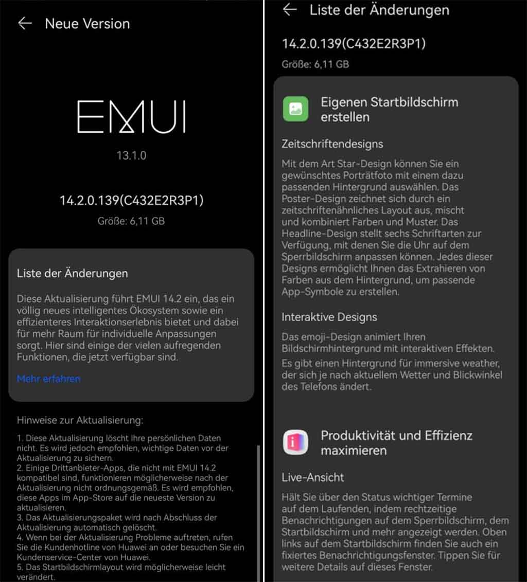 Huawei P60 Pro EMUI 14.2 non-beta