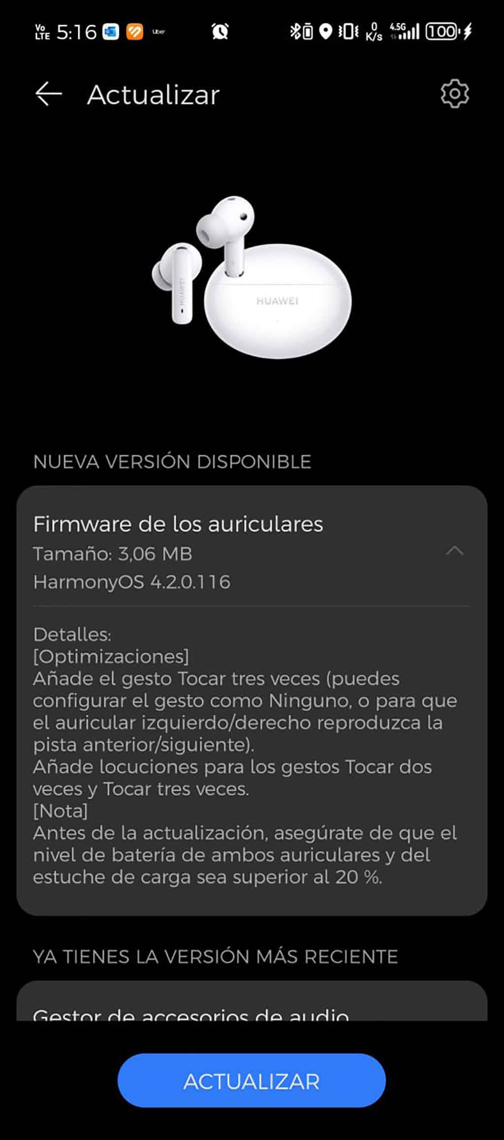 Huawei FreeBuds 6i first update