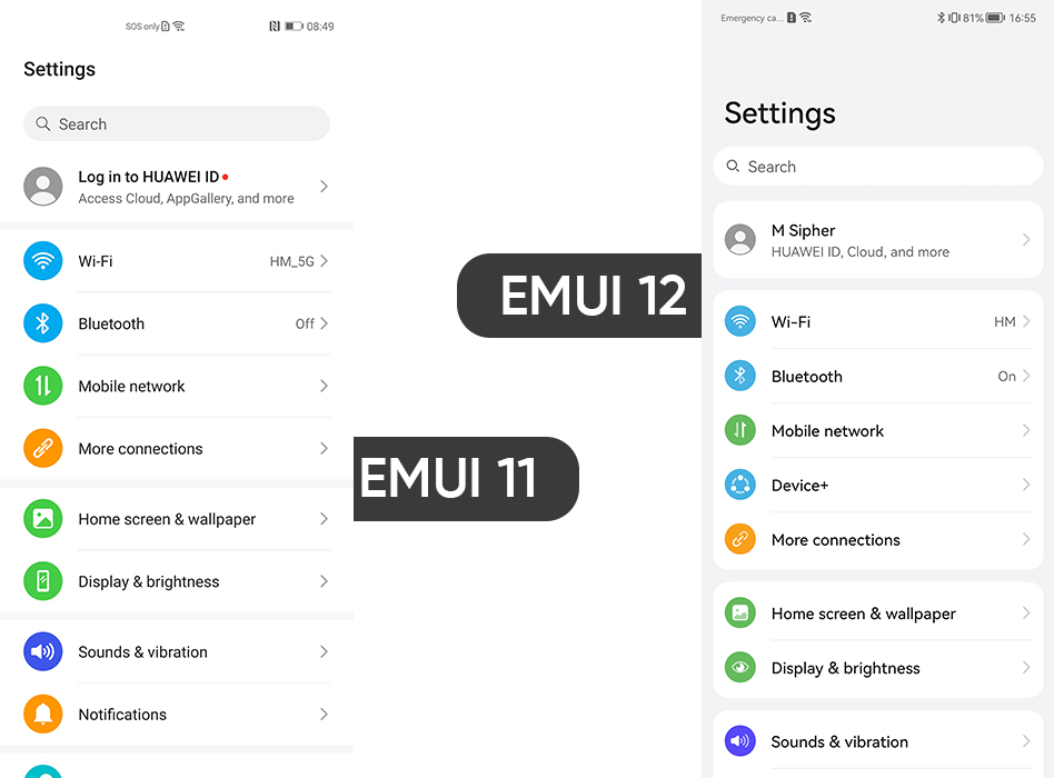 emui 11 emui 12 settings menu