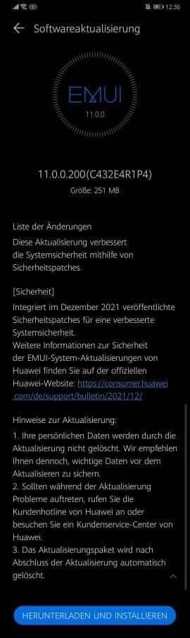 Huawei Mate 20 Pro December 2021 update