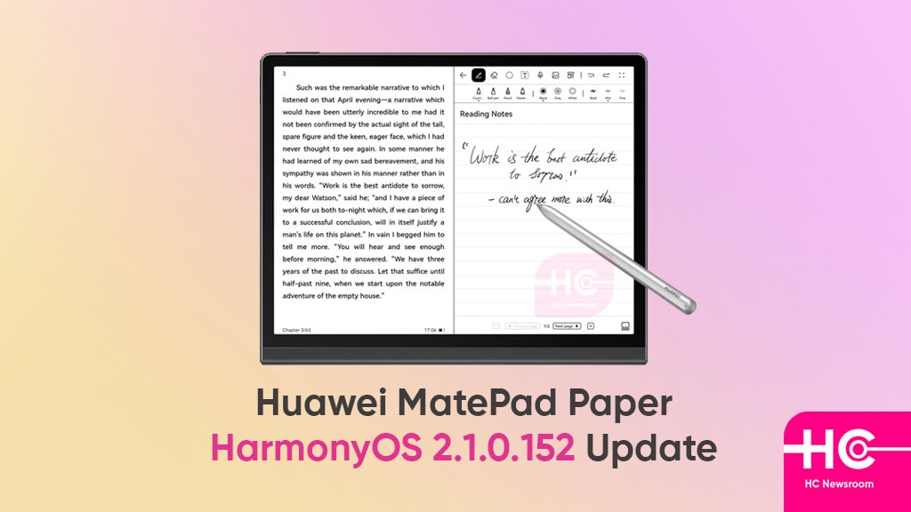 Huawei MatePad Paper HarmonyOS 2.1.0.152 update