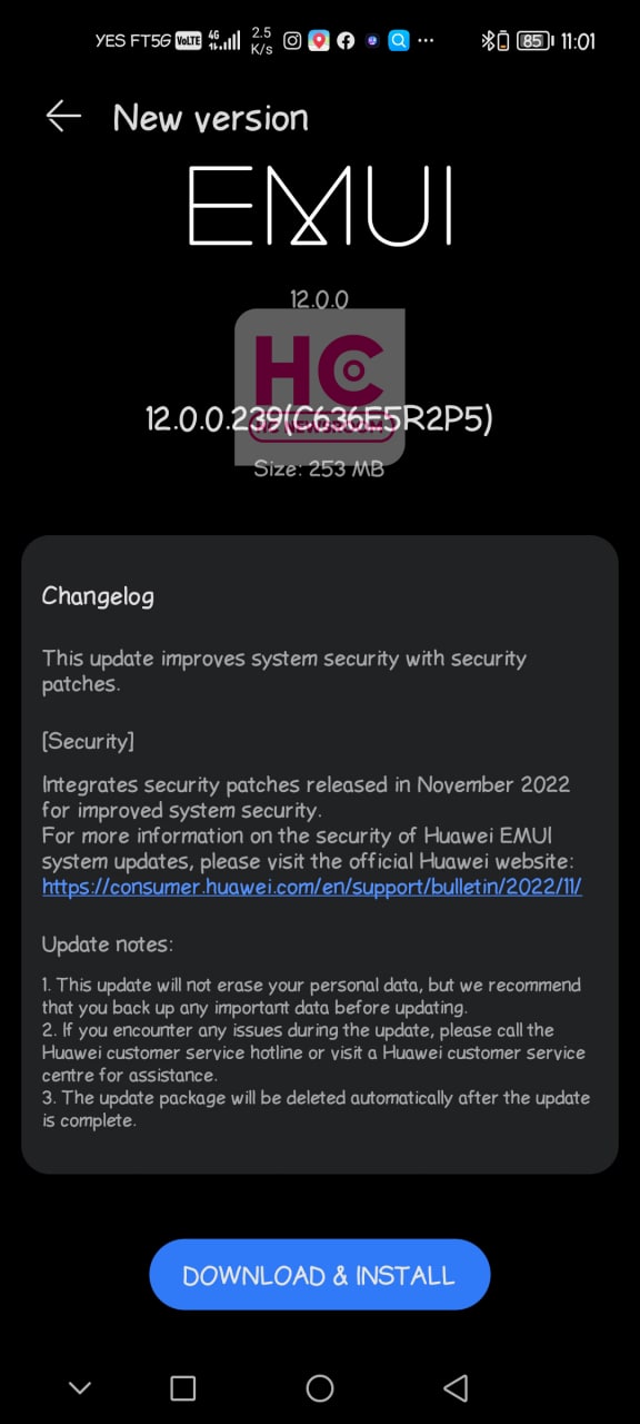 huawei nova 7 november 2022 emui update