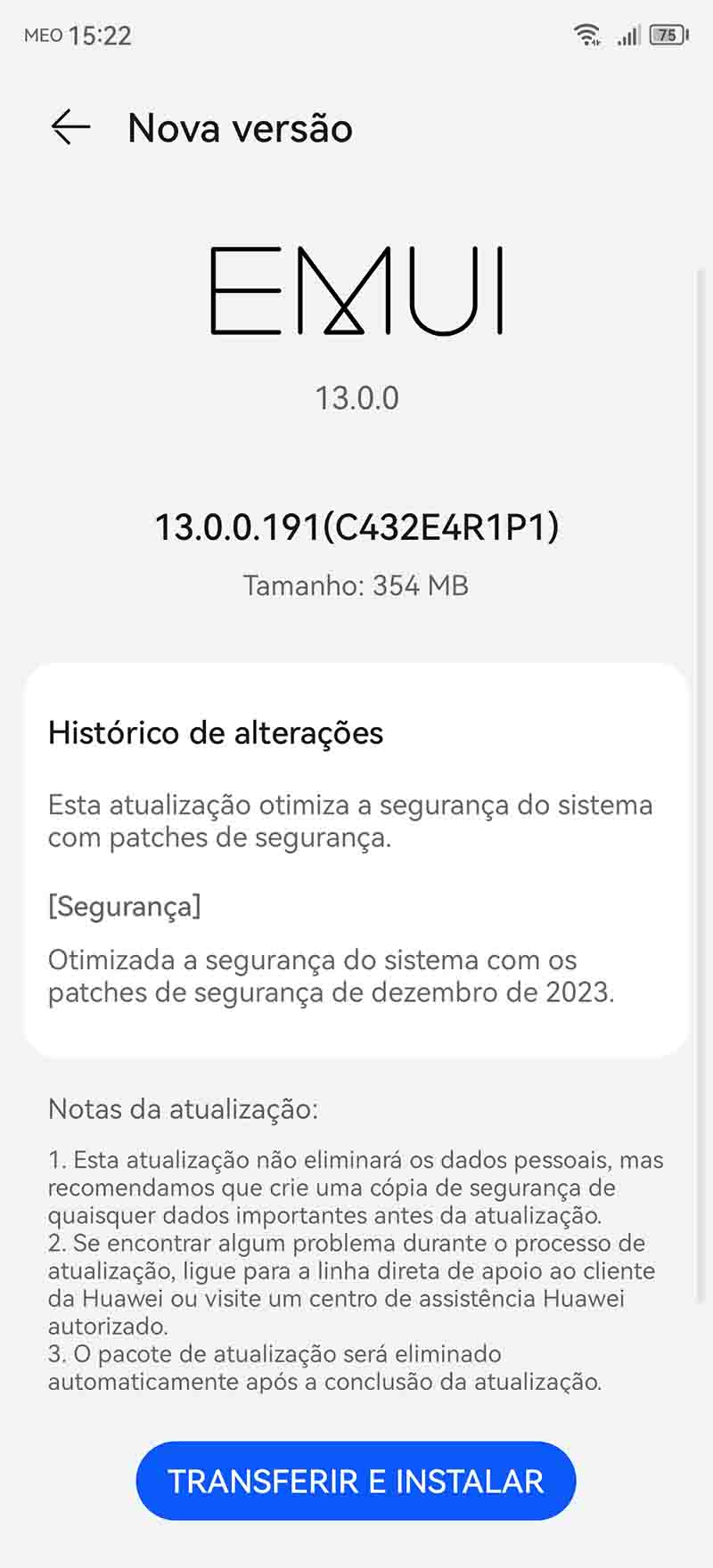 Huawei Nova Y91 EMUI 13.0.0.191