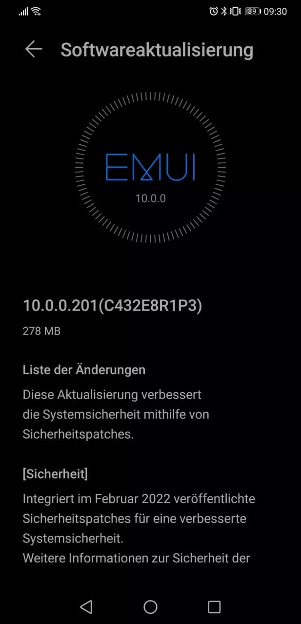 Huawei p20 February 2022 patch