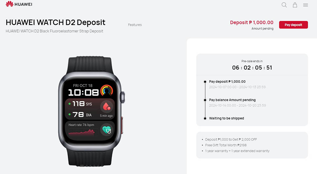 Huawei Watch D2 Philippines October 14